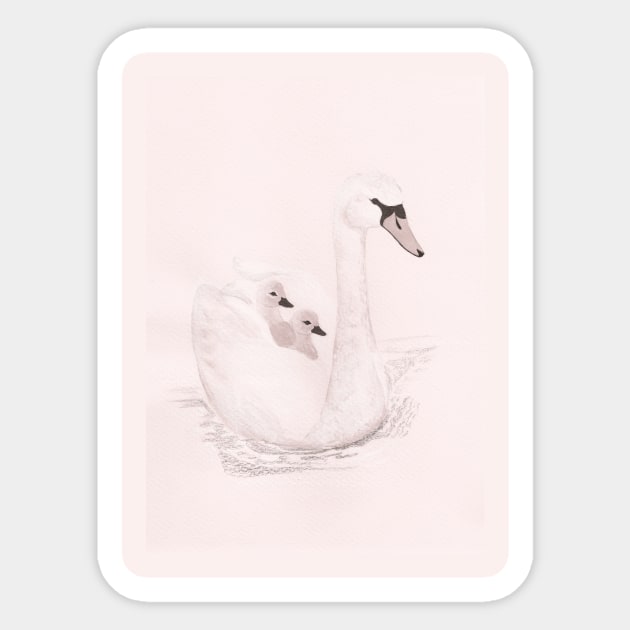 Swan mom Sticker by timeforpaint